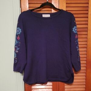Alfred Dunner Navy Petite Top